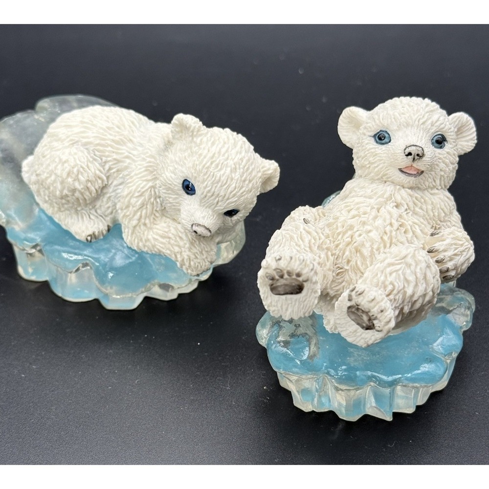 VTG Lot 2 Hamilton Collection Polar Playmates Figurine Look Who's Napping & Kick
